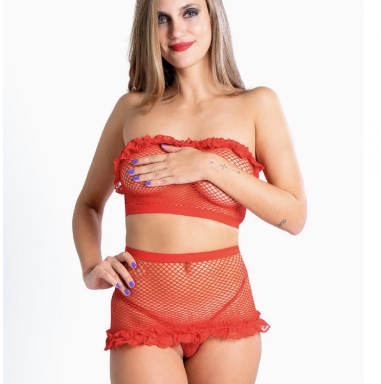 Ver más sobre Lencería erótica BANDEAU CON POLLERA RED ROJO, Argentina