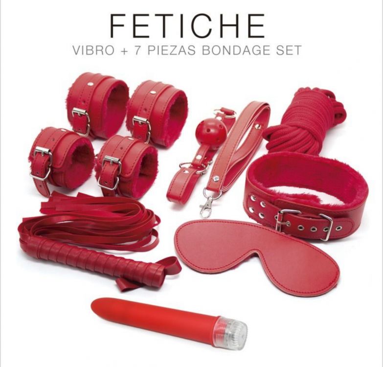 Ver más sobre Sado y bondage KIT BONDAGE 8 PIEZAS RED, Argentina