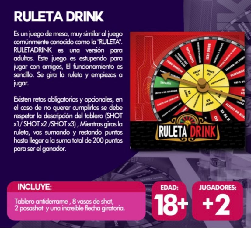 Ver más sobre Chascos p/ Despedidas RULETA DRINK ADULTO, Argentina