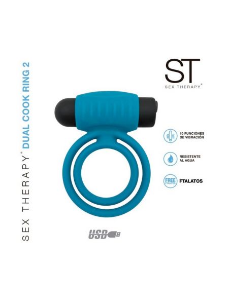 Ver más sobre Juguetes y accesorios DUAL COCK RING CON USB CELESTE, Argentina