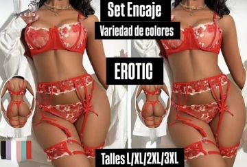NUEVO SET ENCAJE 3 PIEZAS FLOWERS | Lencería erótica | Lencería fina
